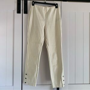 Rag & Bone NY Size 4 Cream Pinstripe Cropped Ankle Pants Button Hem